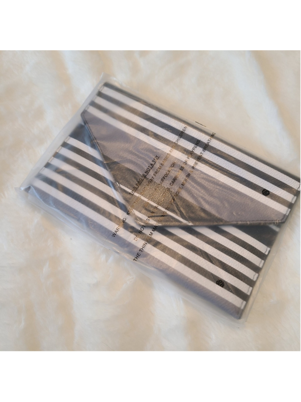 NEW Vera Bradley Tech Envelope Pouch in Midnight Stripe Black, Gray - Picture 3 of 6